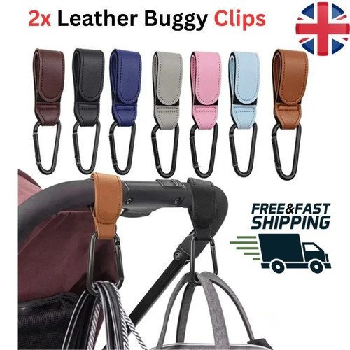 Leather buggy clips pram - leather,