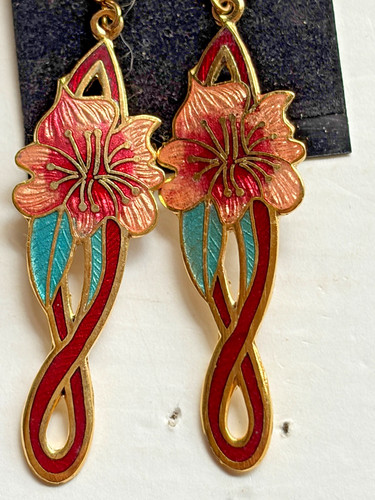 Cloisonne floral dangle - cloisonne, ‘dangle’