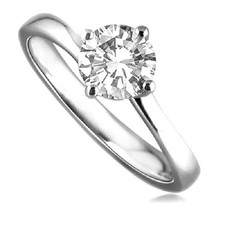 Sterling Silver Ring 1ct Certified Moissanite Twist Shank Engagement Ring
