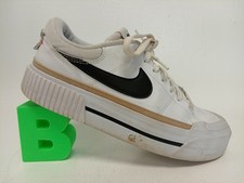 Nike Court Legacy Lift White Black Platform Trainers UK Size 5 Preowned 