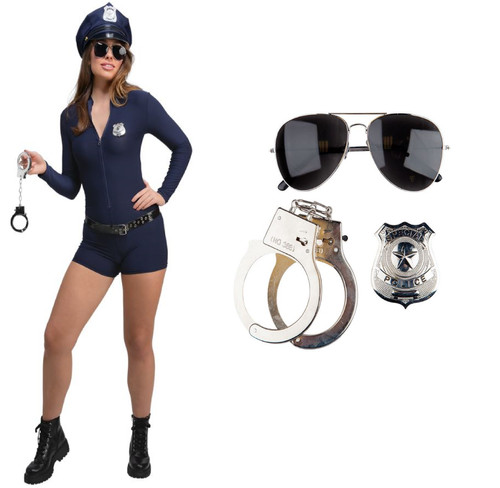Naughty cop romper badge - cop,