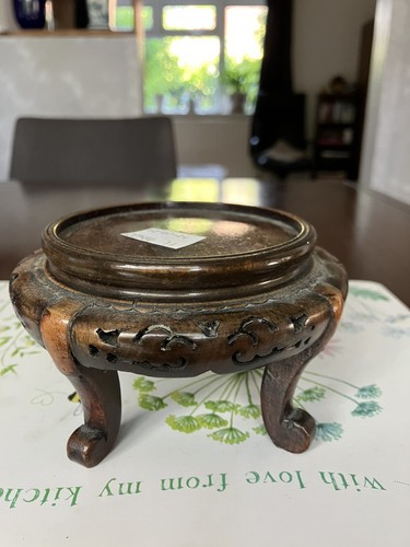 Japanese carved wood stand - carved,