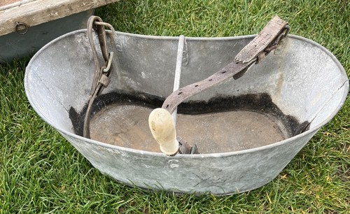 Vintage galvanised hand seed - galvanised,