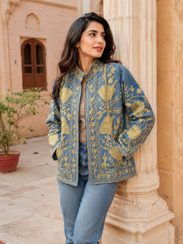 Women suzani jacket blue - jacket,