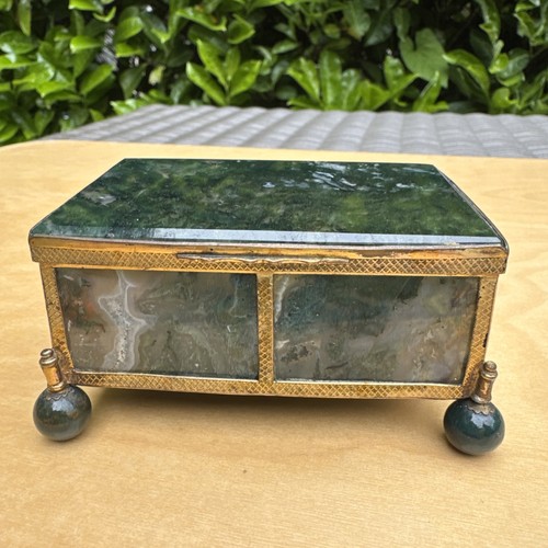 Green moss agate box - green,