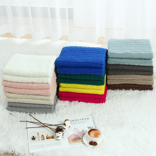 Cotton knitted throw blanket - knitted,