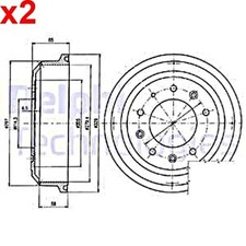 2X Brake Drum DELPHI Fits LAND