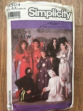 Simplicity 9304 Halloween Fancy Dress Costumes Sewing Pattern Size XSM-LG RARE