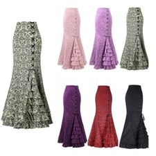 Ladies Fishtail Mermaid Corset Skirt Long Victorian Skirt Gothic Steampunk Retro