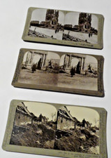 3 x WW1 military stereoscope photos 2 x Ypres ruins,Great Marne ruins