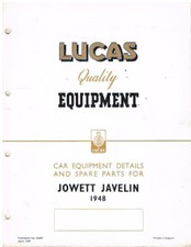 JOWETT JAVELIN ORIGINAL 1948 LUCAS ELECTRICAL PARTS CATALOGUE