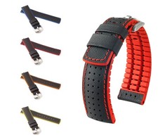HIRSCH Performance Watch Band "Robby", 20-24 mm, black, new!