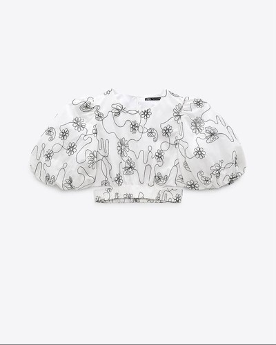 Zara floral embroidered white - embroidered,