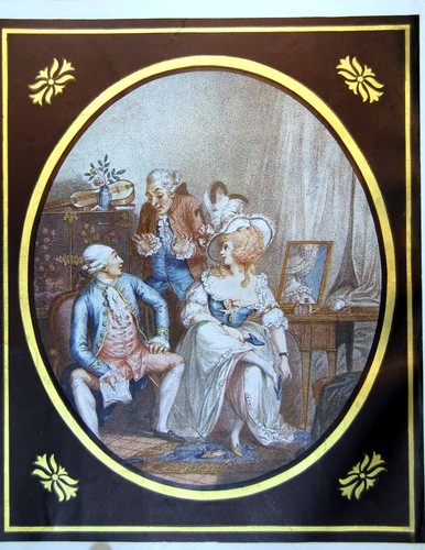 Old antique print - print, trying