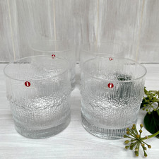 4 Vintage Iittala Crystal NIVA Double Old Fashion Whiskey 3.5" 300ml Glasses