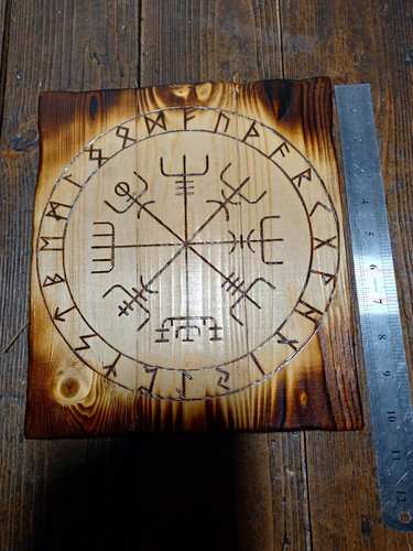 Wooden square norse runes - square,