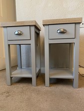 Pair of slim/narrow bedside tables - grey and oak effect - 32cm x 32cm x 60cm