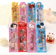 DISNEY 5PCS SET STATIONERY RULER SHARPENER PENCIL ERASER  SET FOR KIDS SCHOOL