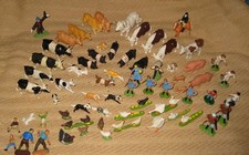Lot 60+ x Vintage Britains Farm Animals Cows Bulls Pigs Chickens Geese Workers