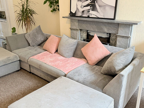 Grey chenille corner sofa - chenille,