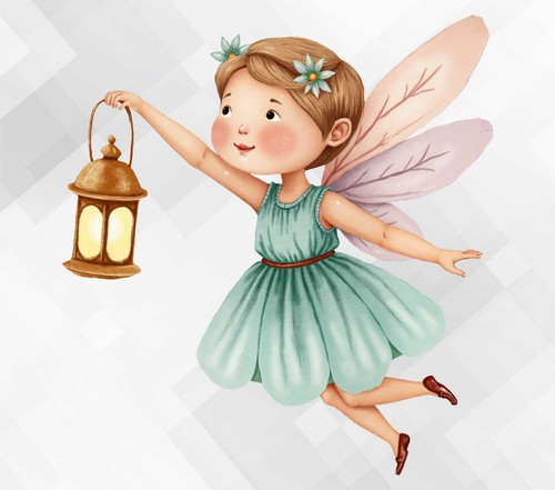 Watercolour fairy wall - watercolour, vinyl