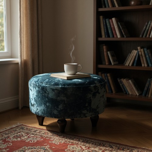 Blue deluxe oval footstool - deluxe,