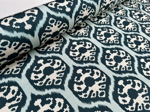 Blue ikat floral fan - blue,