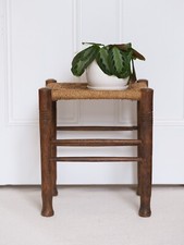 Vintage Wooden Rattan School Stool