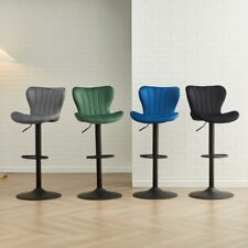 2x Velvet Bar Stools Counter Stool High Chairs Metal Base Barstool Adjustable