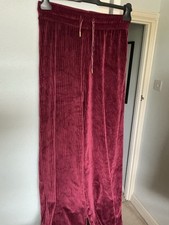 Ladies Maroon Red Soft Velour M&S Body Trousers Size S