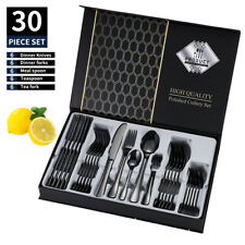 30 Cutlery Dinner Set Stainless Steel High Grade Tableware Fork Tea Spoons UK