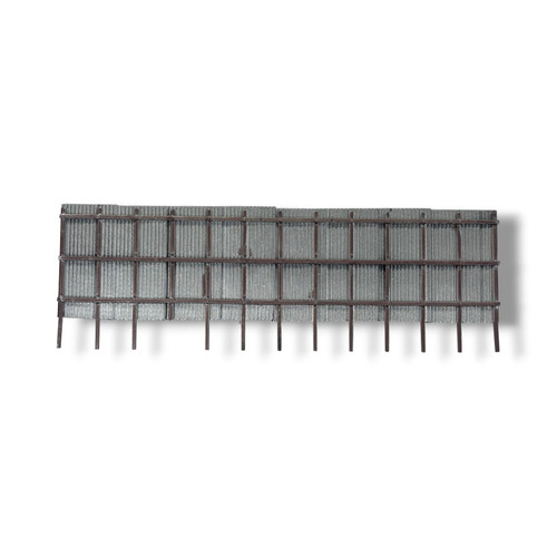 Vandalised corrugated fence - vandalised,