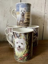 Westie Dog Mugs X 4 Danbury Mint Bone China Paul Doyle West Highland Terrier