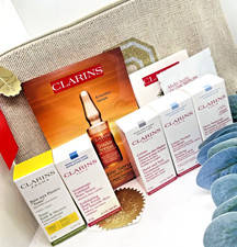 CLARINS 🦋 Gift Bag Cleanse, Scrub, Hand Cream, Toner, Serum Face & Eye 🎁 NEW