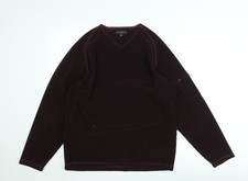 Next Men's Brown V-Neck Velvet Pullover Jumper Size M