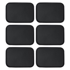 6x Black 35.5cm x 25cm Rectangle Non-Slip Serving Trays Plastic Food Tea Trays