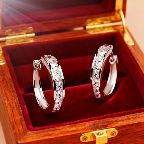 Elegant crystal huggie - huggie, hoop