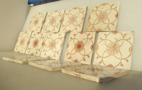 Antique ceramic tiles floral - ceramic,