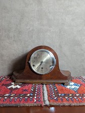 napoleon hat mantel clock Mahogany Case Brass anvil Movement  17.5" Diameter