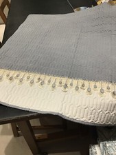 Antimacassar Quilted Chair Backs/small sofa grey and cream 71cm x 71cm