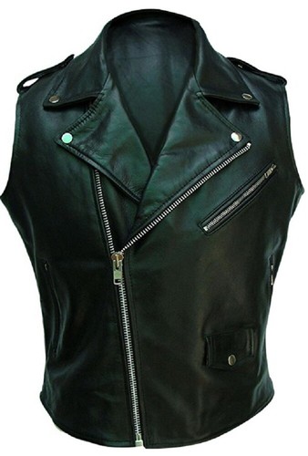 Mens real leather black brando - real,