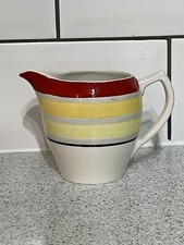 KIRKHAM POTTERY ART DECO RED YELLOW BLACK BANDED MILK / CREAM JUG