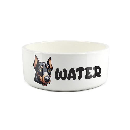 Cartoon dobermann water bowl - cartoon,
