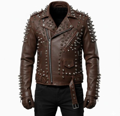 Men brown metal - men's, spiked