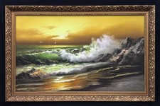 20th Century European School Oil On Board Coastal Seascape Painting.