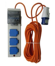 3 Way Mobile Main Unit 16A 250V Motorhome / Caravan, RCD Protected, Lead 14M