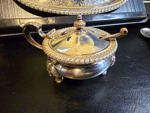 Silver plate mustard sugar - mustard/sugar, pot