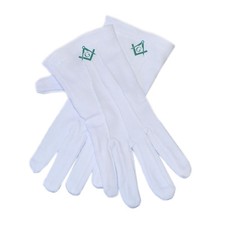 White Cotton Gloves Green