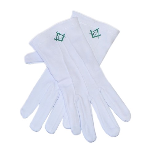 White cotton gloves green - gloves,