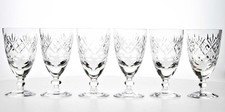 ROYAL DOULTON CRYSTAL GEORGIAN CUT X 6 WINE GLASSES